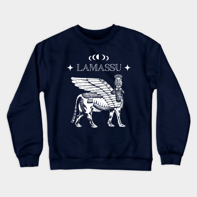 Lamassu Illustration V2 (white print) Crewneck Sweatshirt by CreatorJ